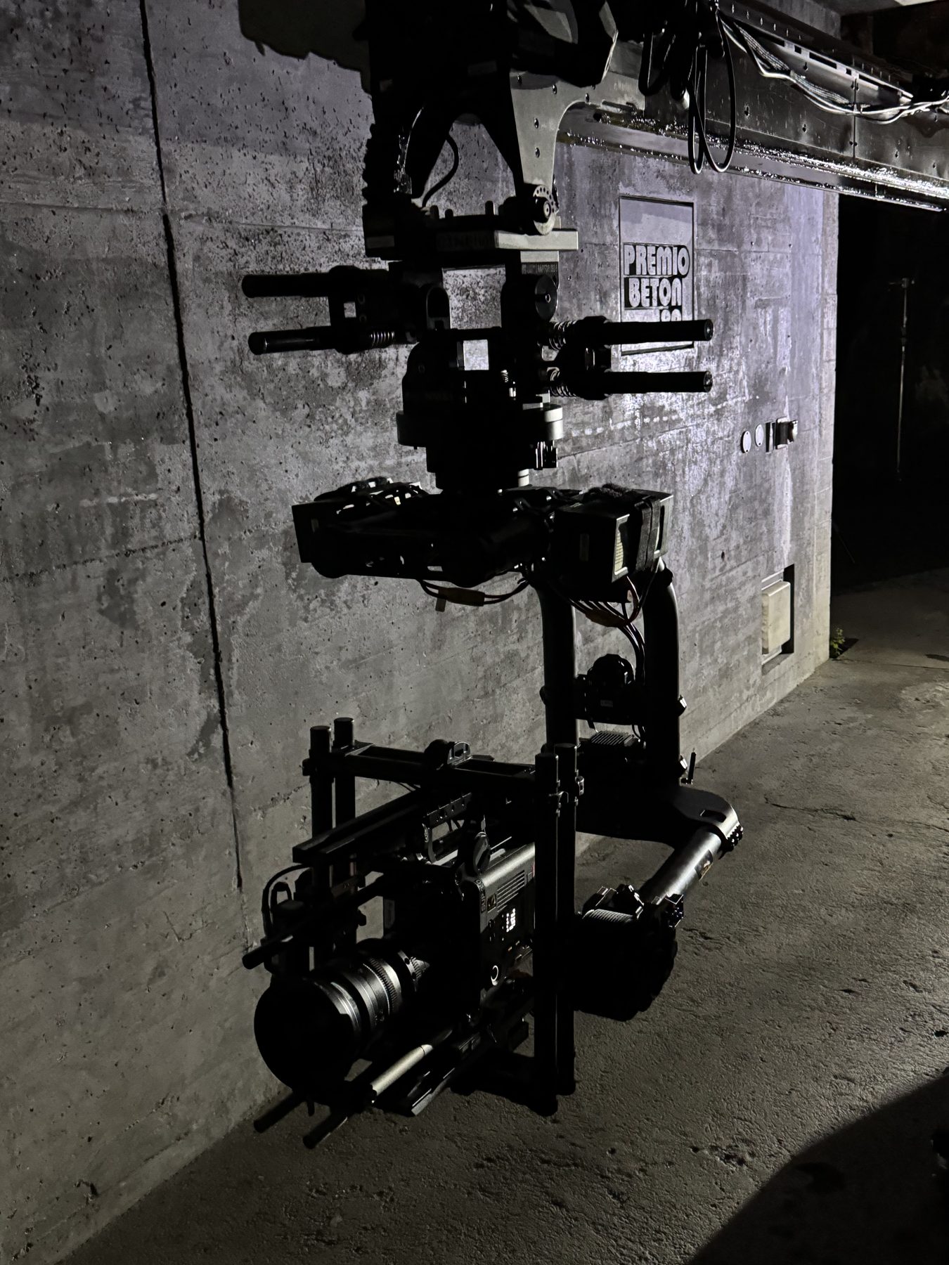 Gimbal on a crane in a bunker