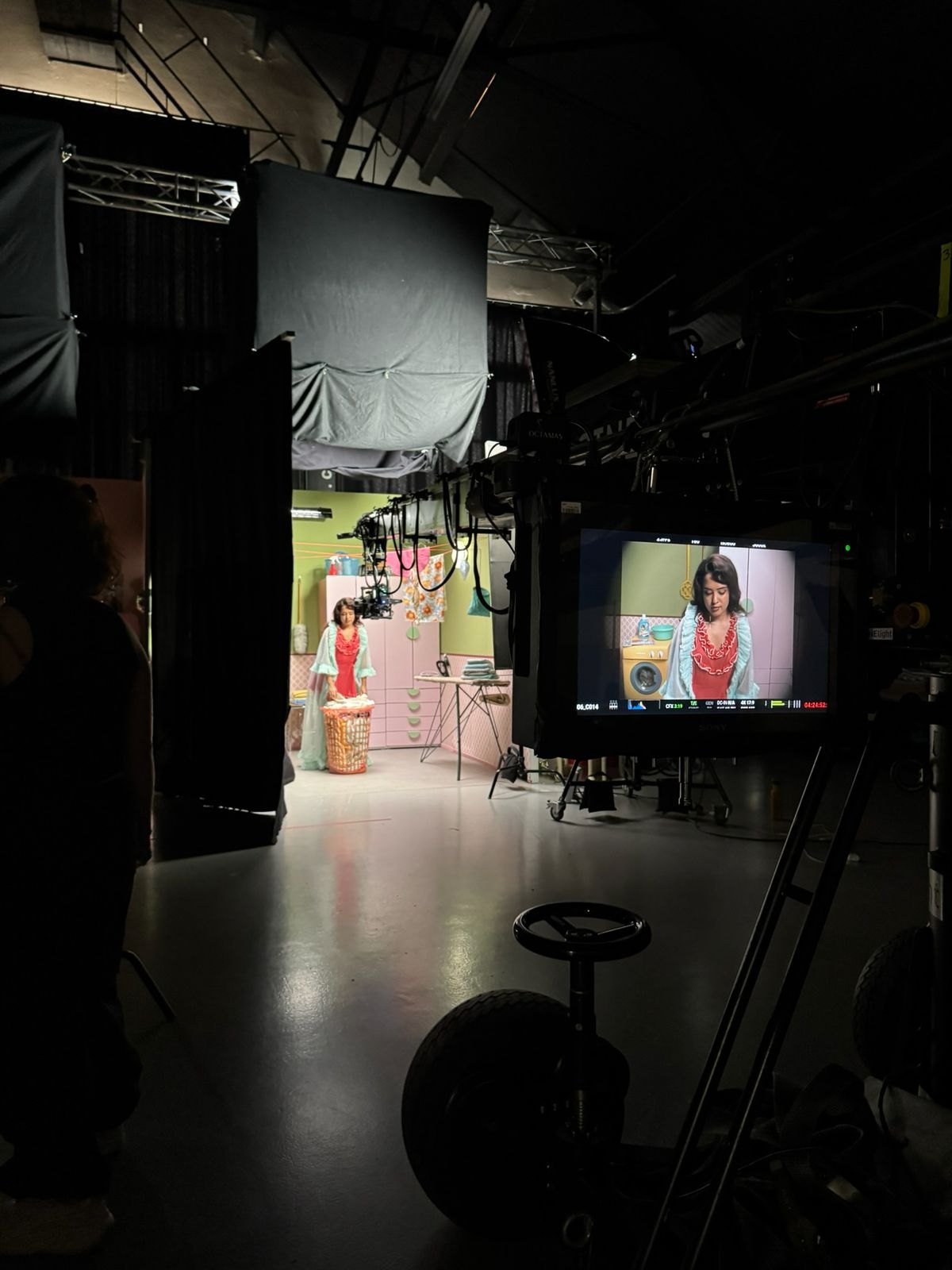Studio set with monitor and Technocrane
